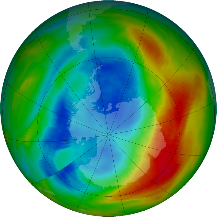 Antarctic ozone map for 31 August 1988